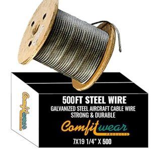 Comfitwear 1/4-in x 500-ft Galvanized Steel Aircraft Cable Wire 7x19 Strand Core